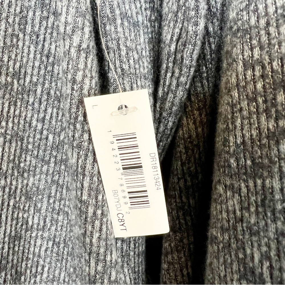 Daily Ritual Ribbed Long Lantern Sleeve Top NWT Charcoal Gray Size Large - Picture 4 of 10